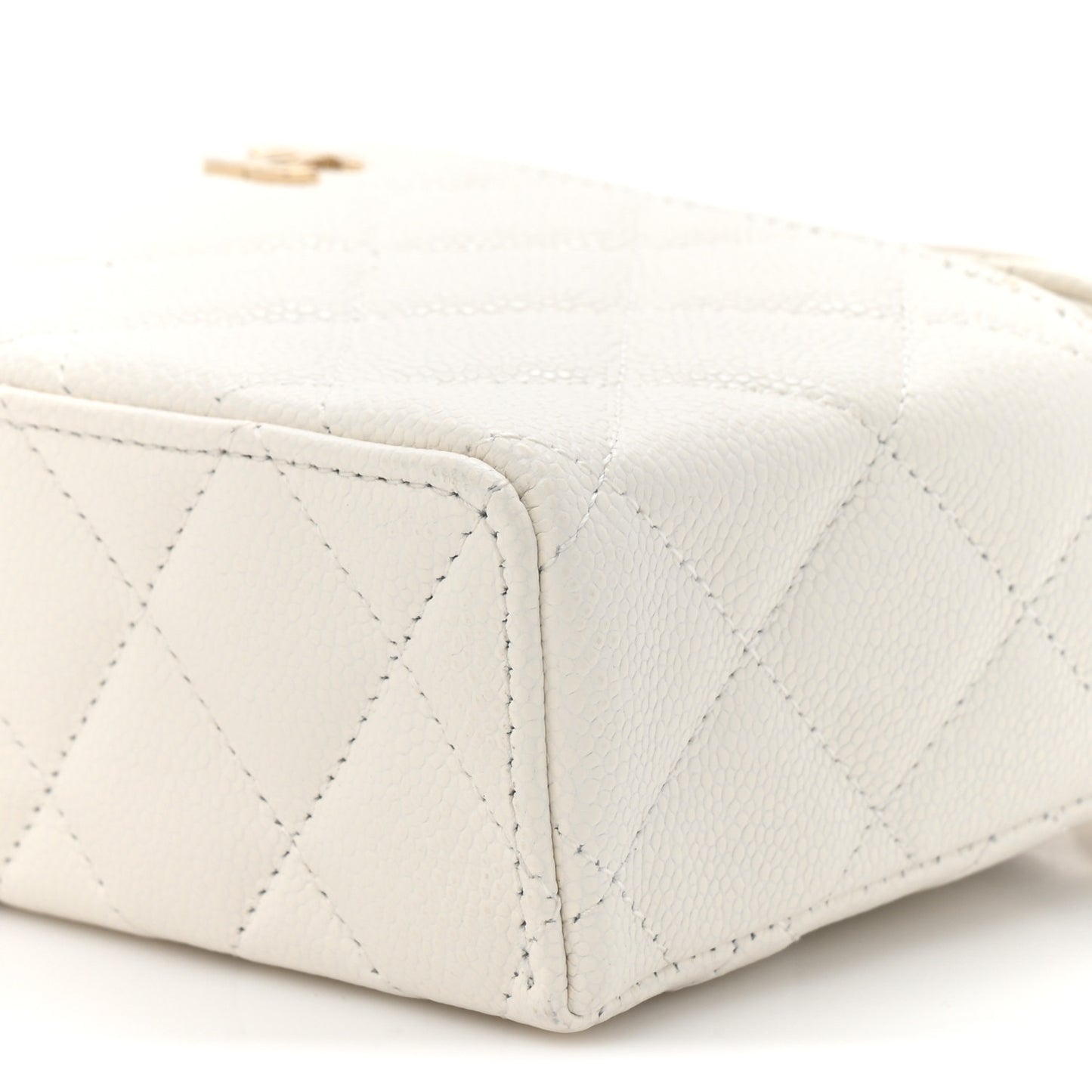 Caviar Quilted Top Handle Slim Vanity With Chain White