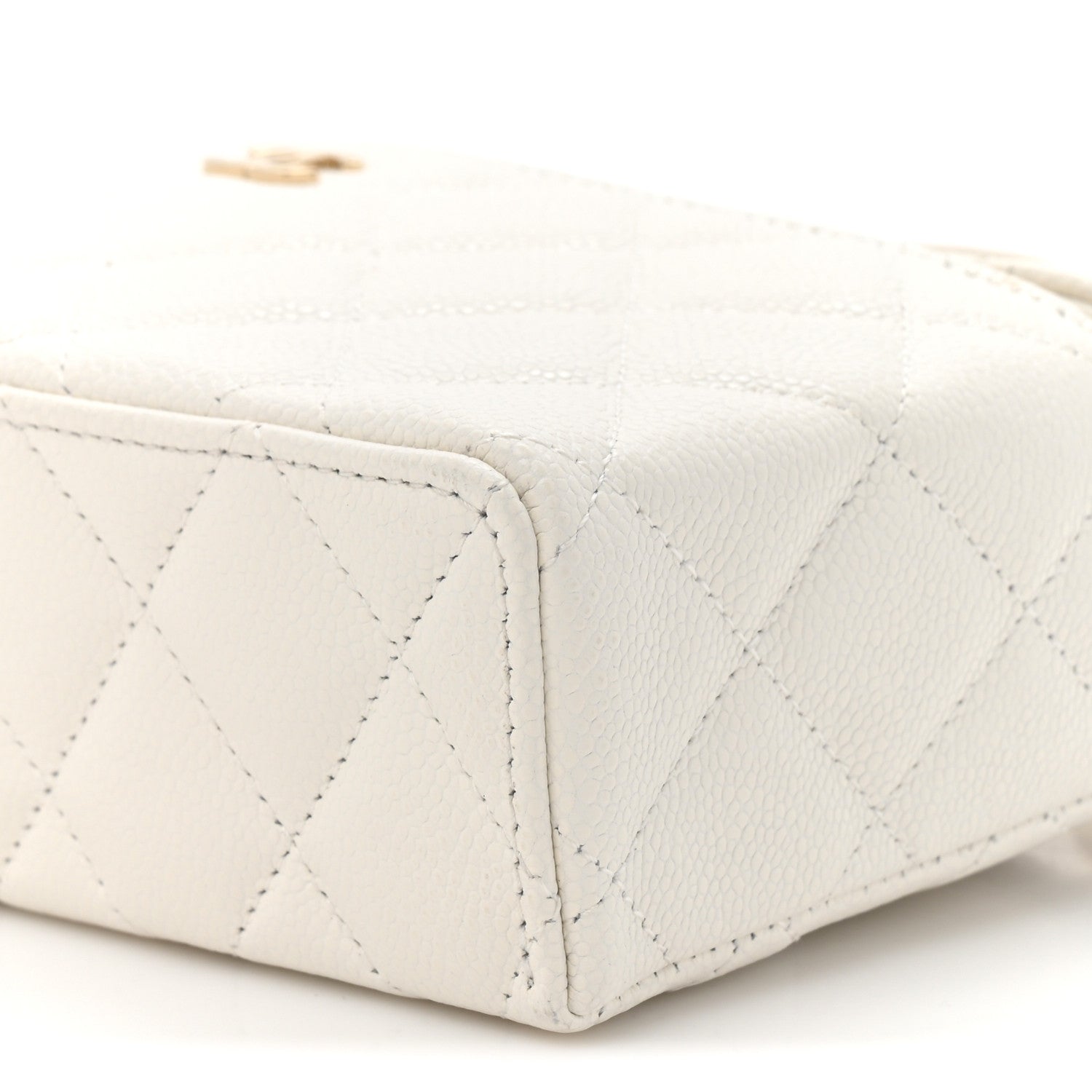 Chanel Caviar Quilted Top Handle Slim Vanity With Chain White 9 of 10