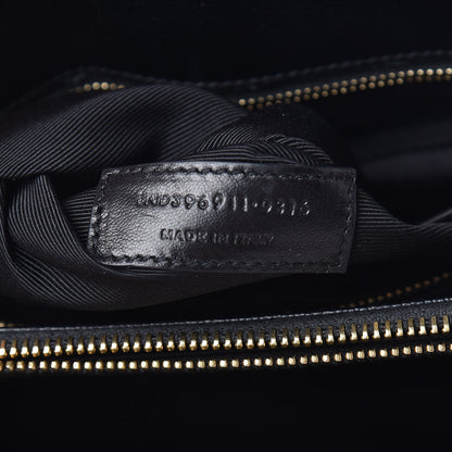 Saint Laurent Grain De Poudre Matelasse Chevron Monogram Shopping Bag Black 7 of 11