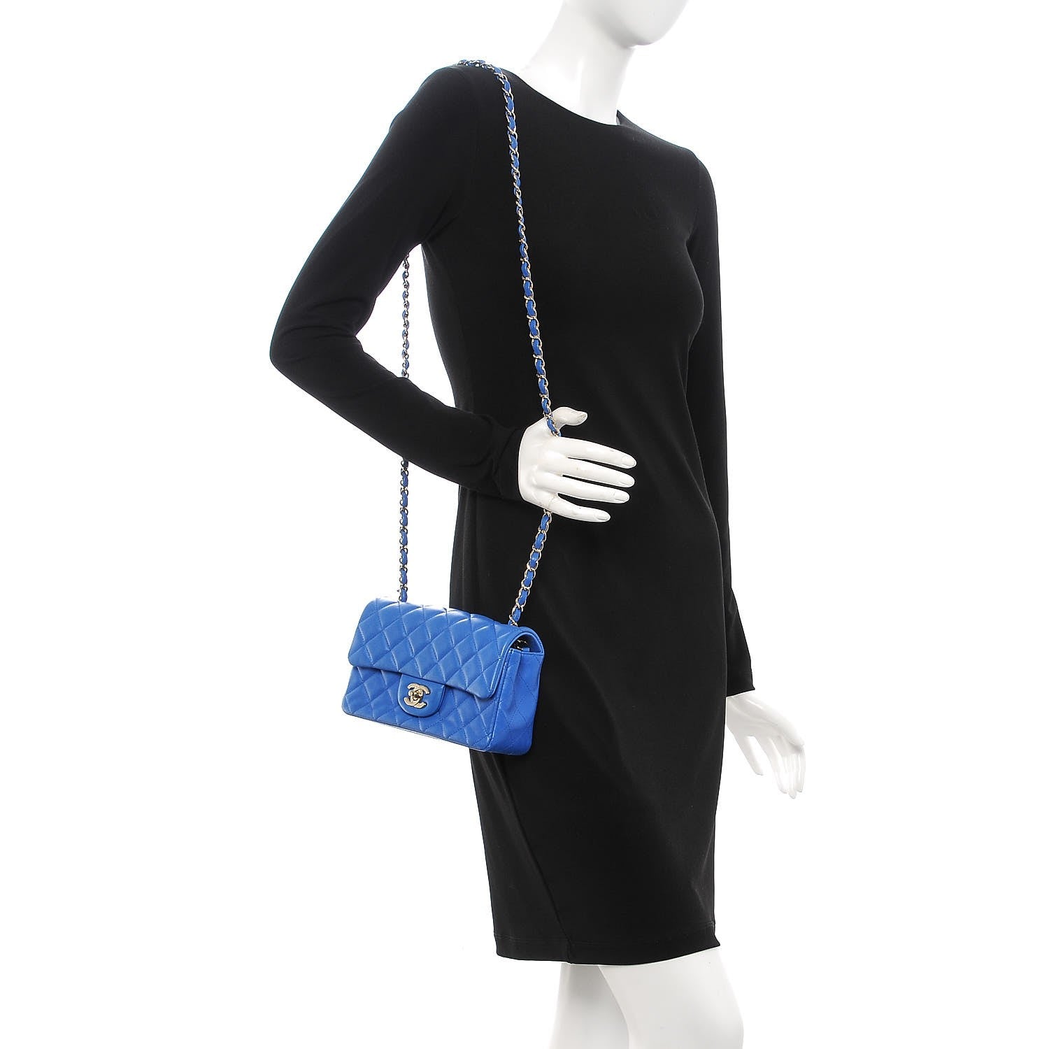 Chanel Lambskin Quilted Mini Rectangular Flap Royal Blue 2 of 11