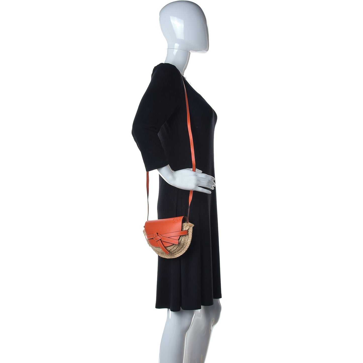 Calfskin Raffia Mini Gate Crossbody Bag Light Natural Orange