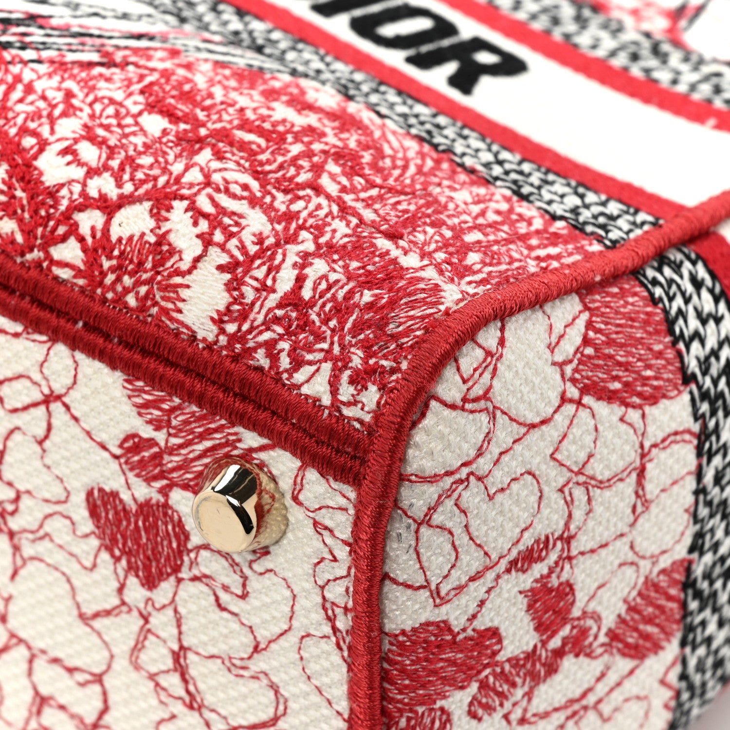 Christian Dior Canvas Embroidered Medium Dioramour D-Royaume Lady D-Lite Red Multicolor 11 of 14