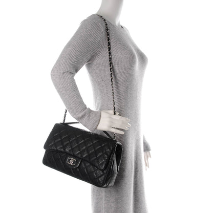 Chanel Elaphe Snakeskin Quilted Jumbo Easy Carry Flap Black 2 of 7