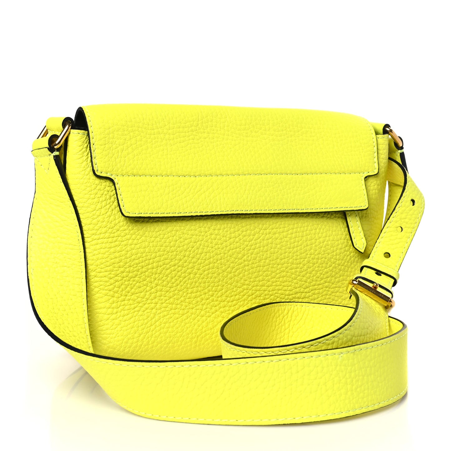 Signature Grain Small Burleigh Crossbody Bag Neon Yellow