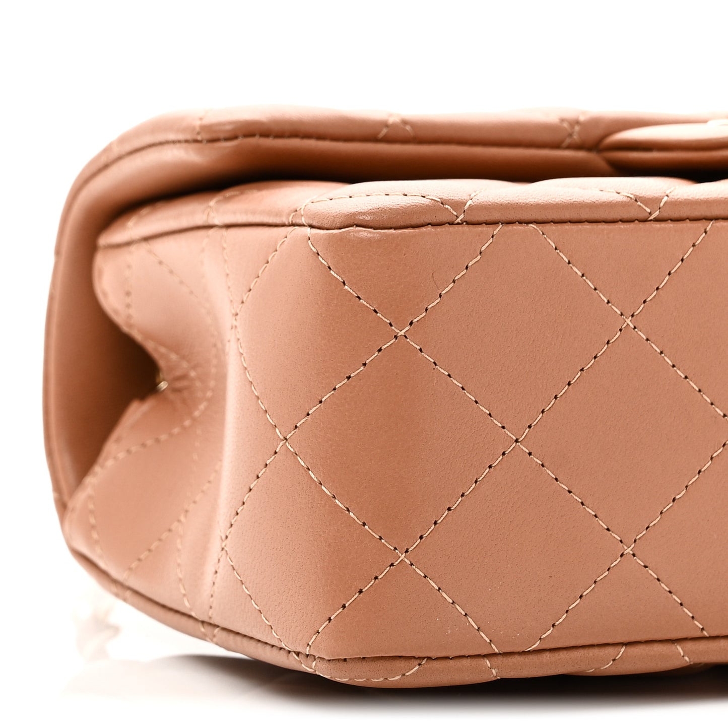 Lambskin Quilted Mini Rectangular Flap Brown
