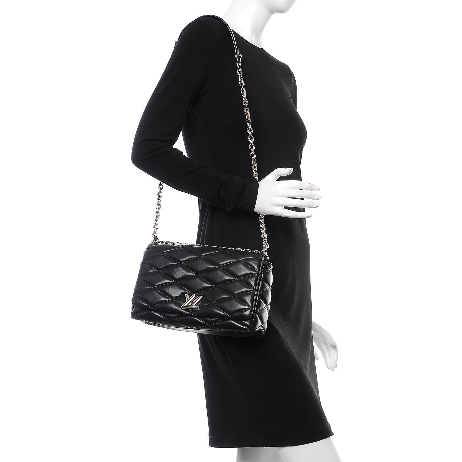 Louis Vuitton Lambskin Malletage GO-14 MM Black 2 of 13