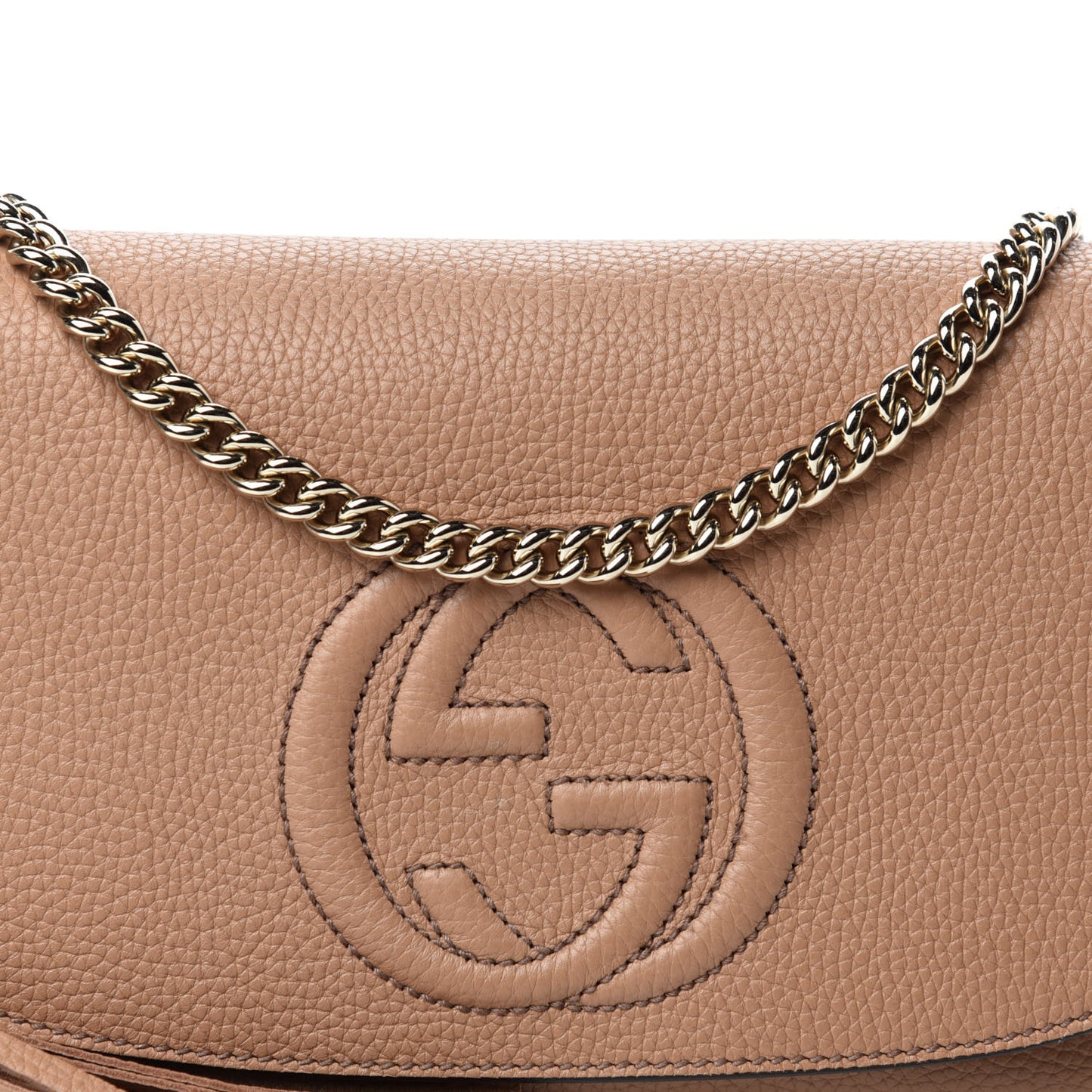 Pebbled Calfskin Medium Soho Flap Crossbody Camelia