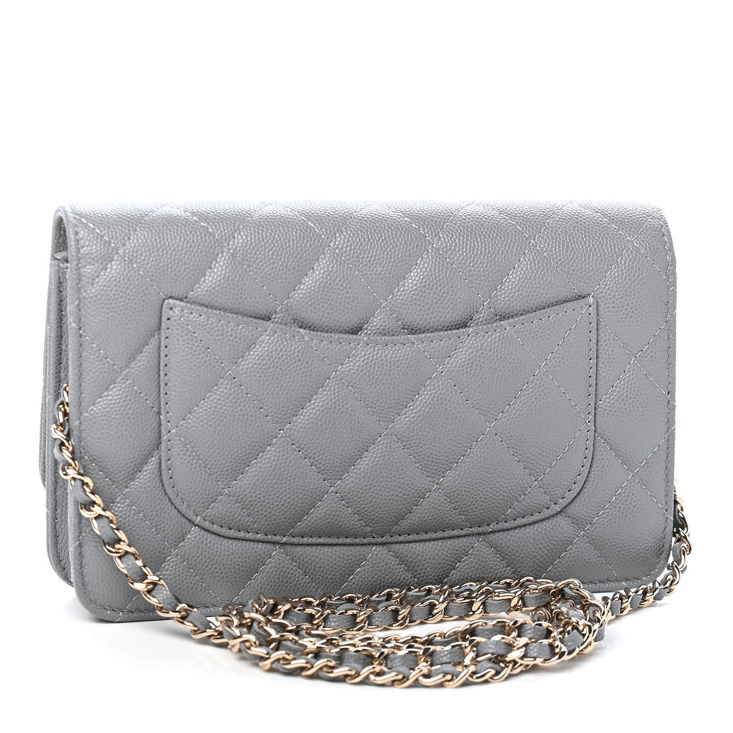 Caviar Quilted Wallet On Chain WOC Grey