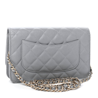 Chanel Caviar Quilted Wallet On Chain WOC Grey 3 of 10
