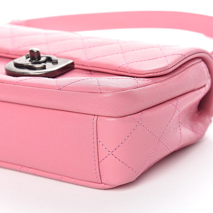 Chanel Shiny Goatskin Quilted Small Double Carry Waist Chain Flap Pink 11 of 13