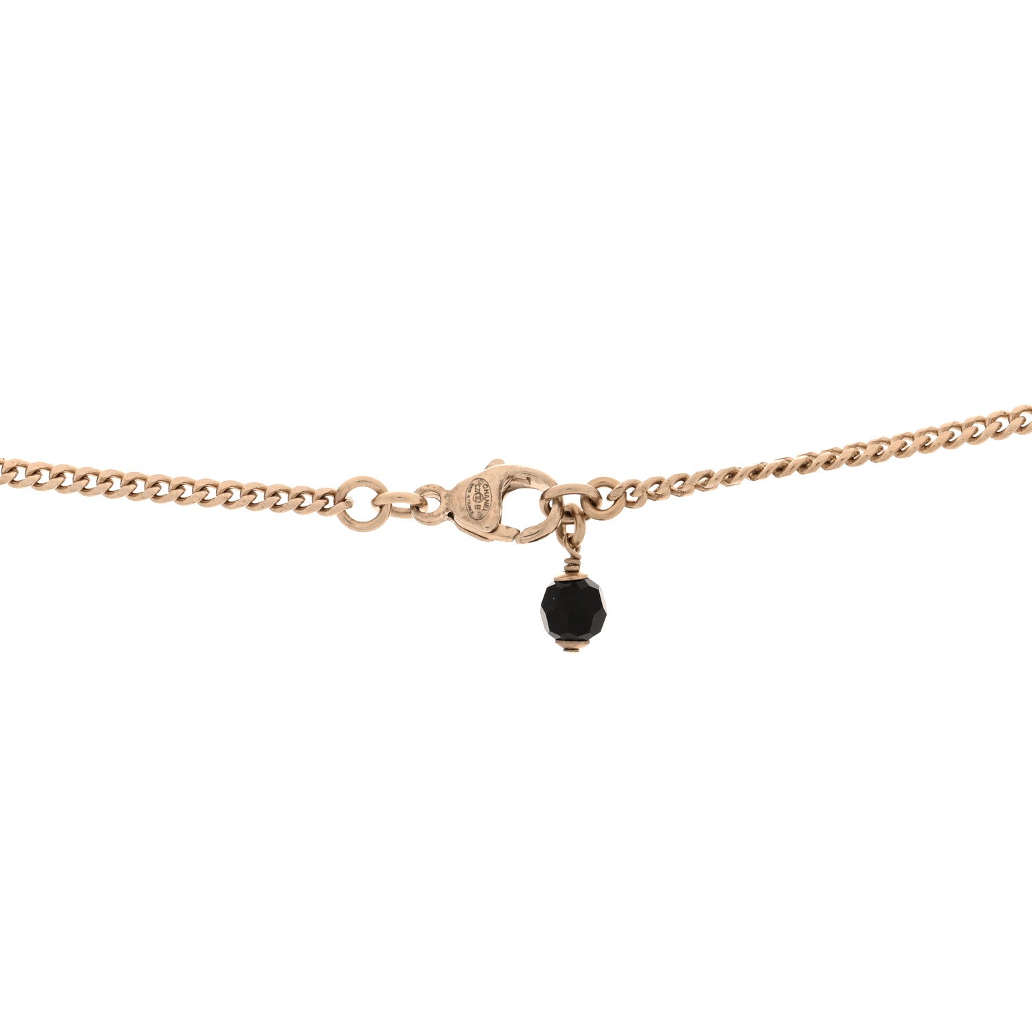 Chanel Crystal CC Heart Necklace Black Pearly White Gold 5 of 5
