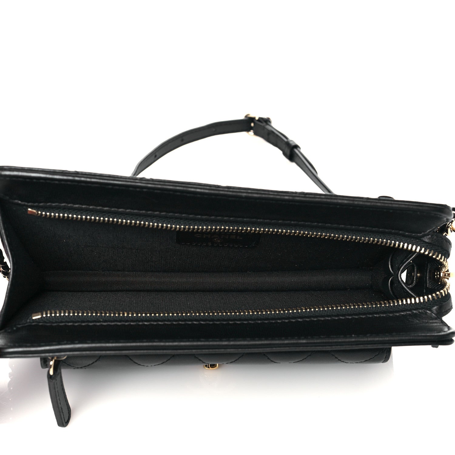 Chanel Lambskin Quilted Front Pocket Clutch With Chain Black 5 of 11