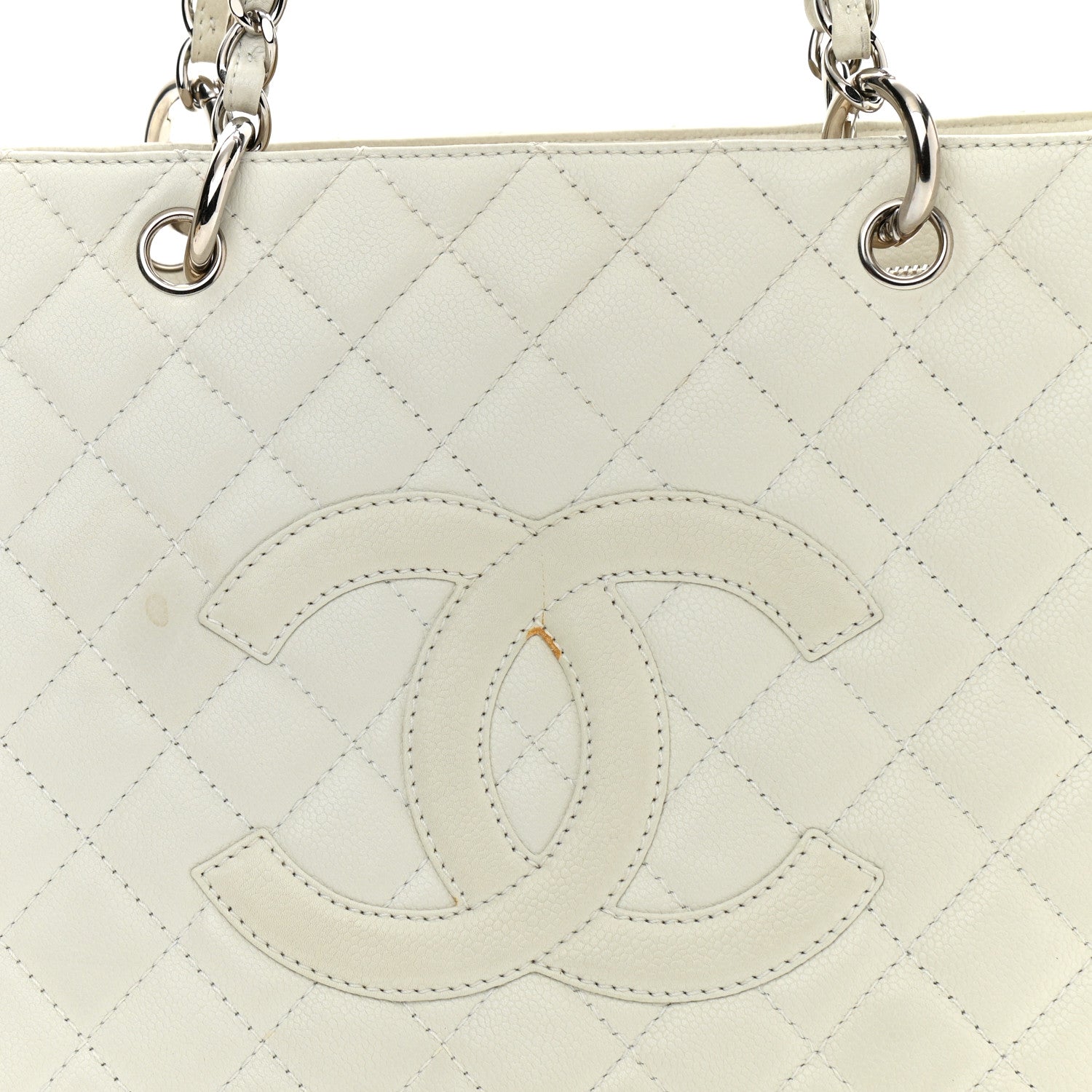 Chanel Caviar Quilted Grand Shopping Tote GST White 8 of 16