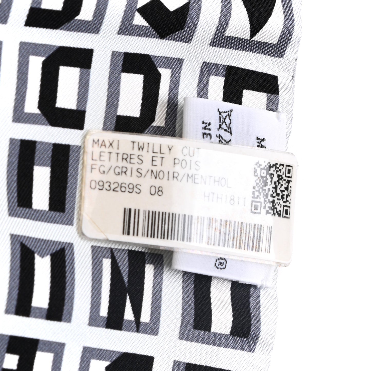 Silk Lettres Et Pois Maxi Twilly Cut Gris Black Menthol