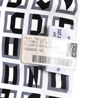Hermes Silk Lettres Et Pois Maxi Twilly Cut Gris Black Menthol 2 of 4