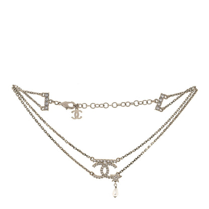 Chanel Pearl Crystal CC Star Choker Necklace Gold 3 of 5