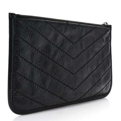 Saint Laurent Crinkled Calfskin Matelasse Monogram Niki Bill Pouch Black 3 of 7