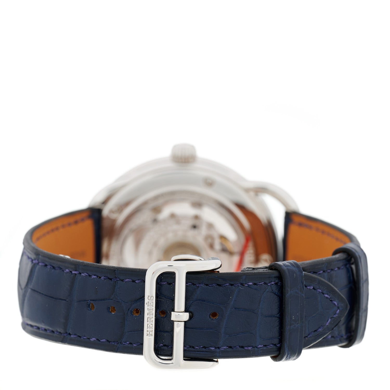 Hermes Stainless Steel Alligator 43mm Arceau Grande Lune Automatic Watch Bleu Abysse 3 of 5