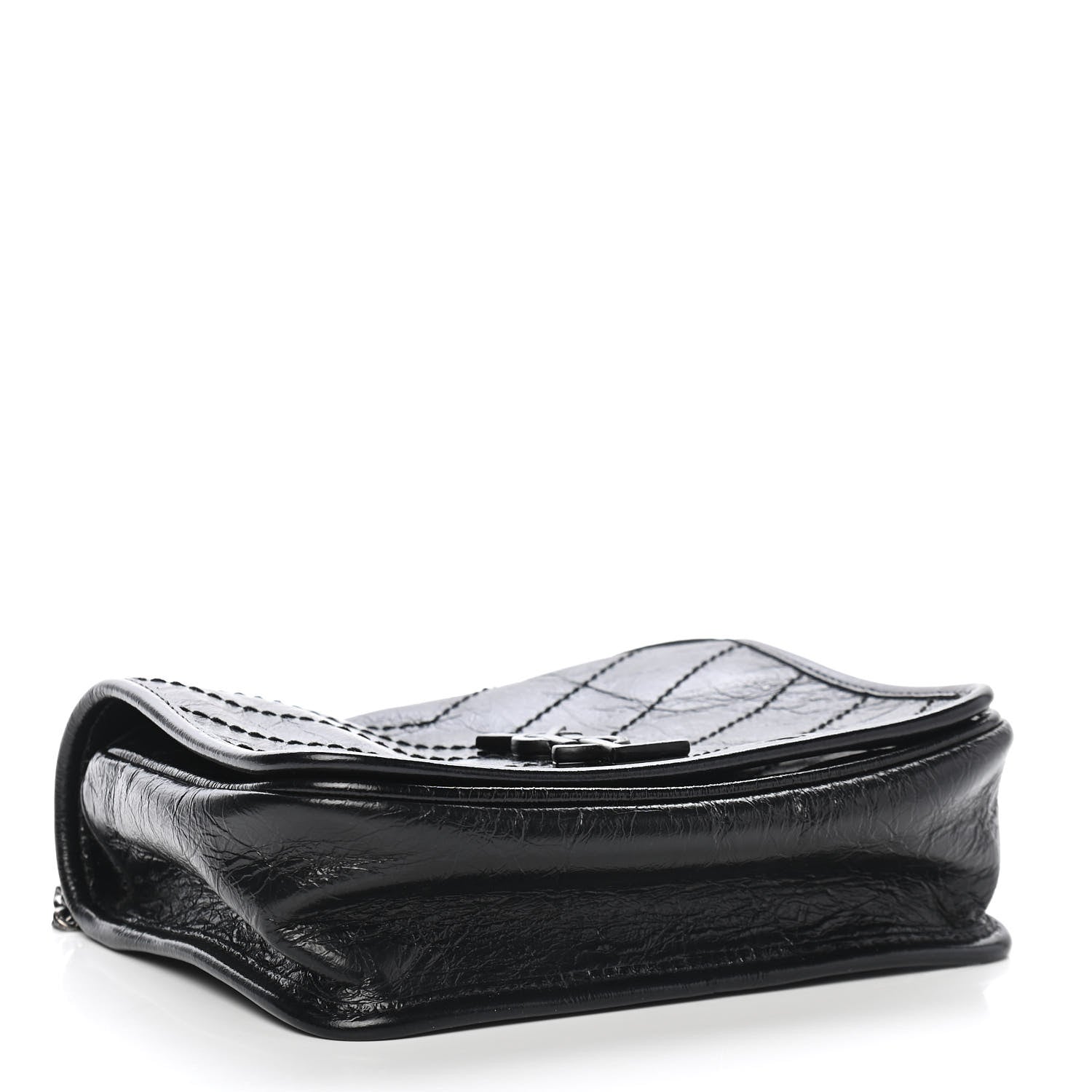 Saint Laurent Crinkled Calfskin Matelasse Monogram Niki Chain Wallet Black 4 of 8