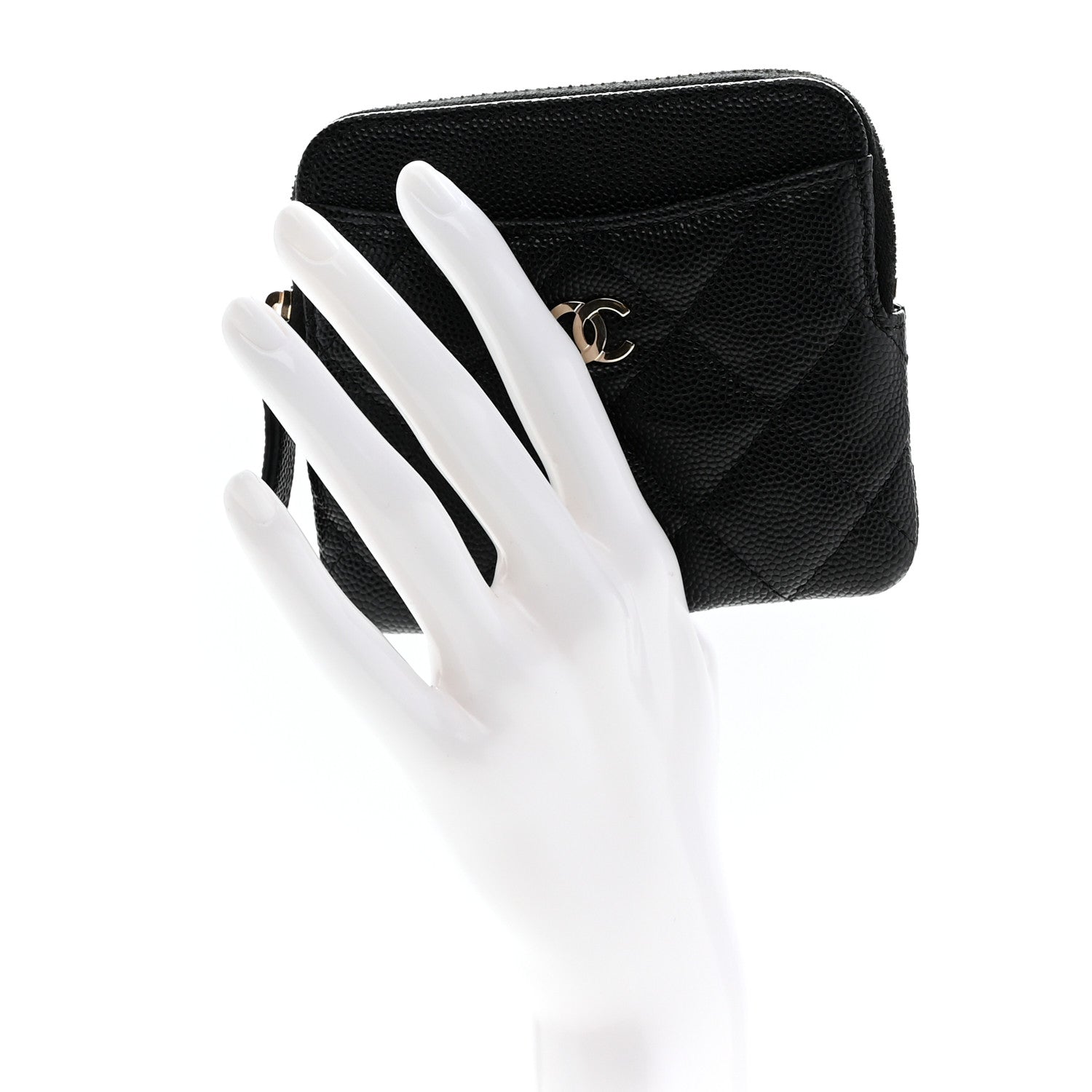 Chanel Caviar Quilted Zip Card Holder Wallet Black 2 of 8