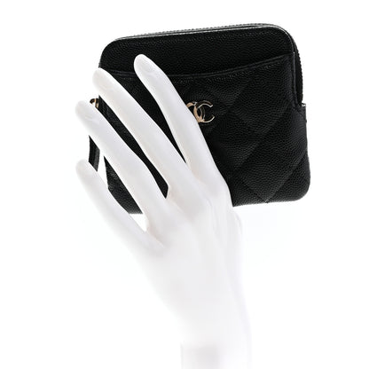 Chanel Caviar Quilted Zip Card Holder Wallet Black 2 of 8