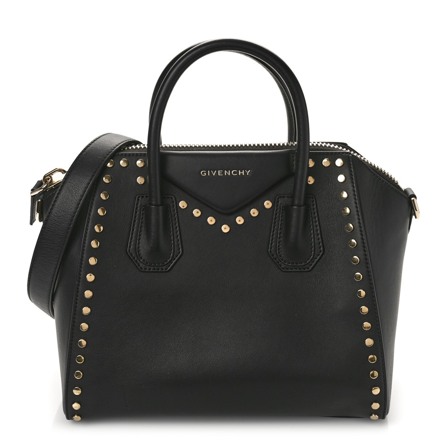 Smooth Calfskin Small Studded Antigona Black