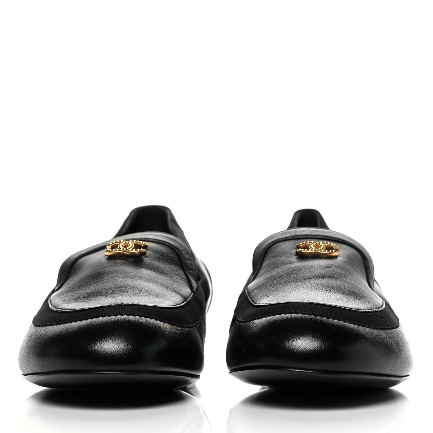Lambskin CC Mocassin Loafers 39.5 Black