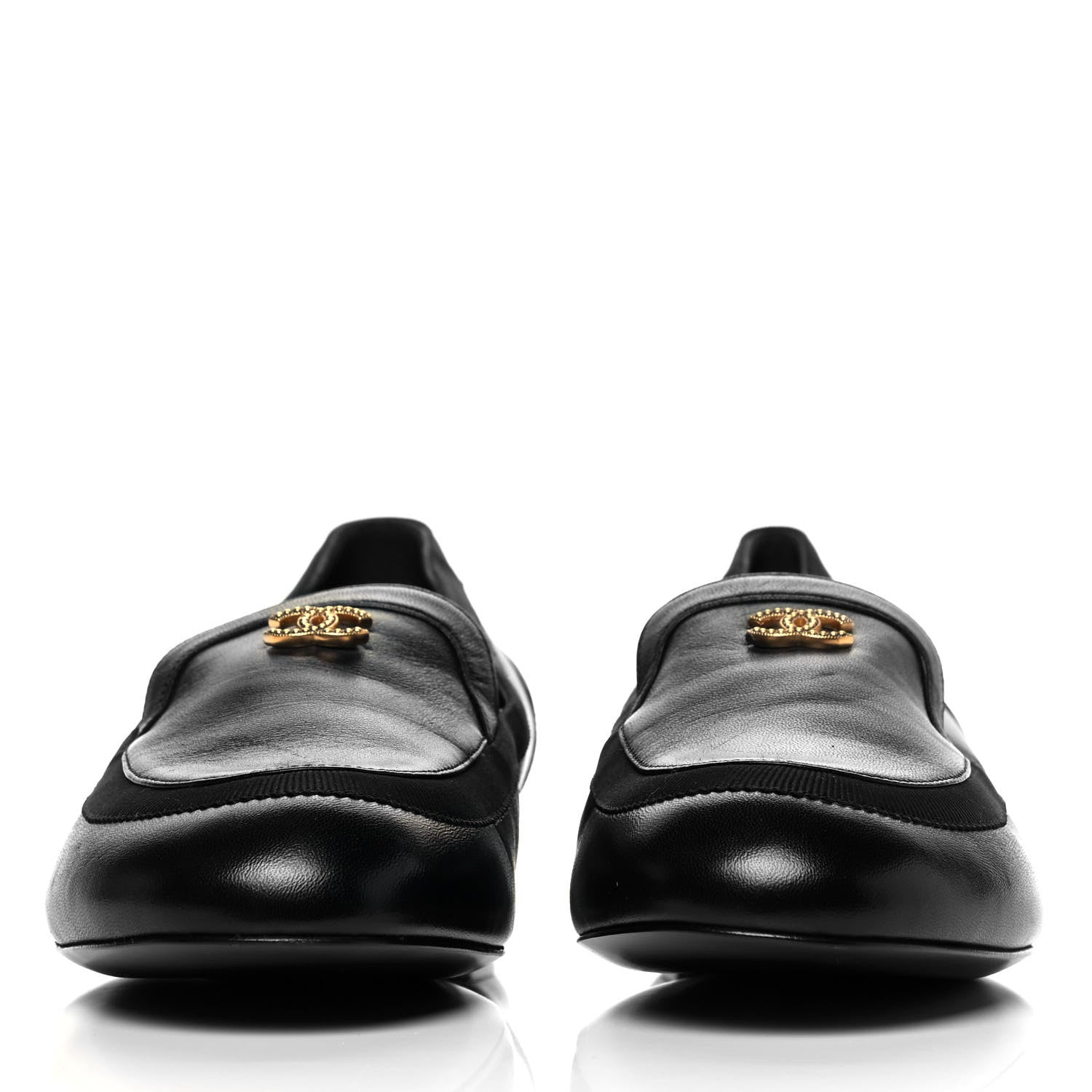 Chanel Lambskin CC Mocassin Loafers 39.5 Black 2 of 9