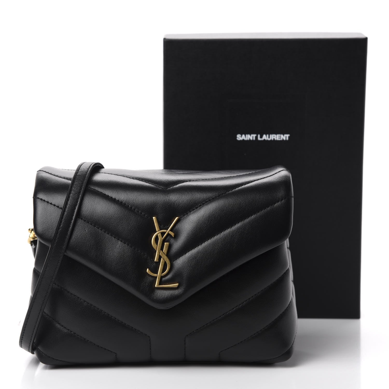 Saint Laurent Calfskin Y Quilted Monogram Toy Loulou Crossbody Bag Black 12 of 12