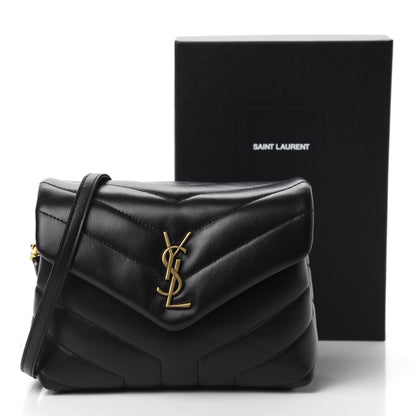 Saint Laurent Calfskin Y Quilted Monogram Toy Loulou Crossbody Bag Black 12 of 12