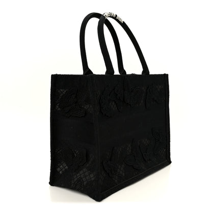 Christian Dior Embroidered 3D Macrame D-Lace Butterfly Medium Book Tote Black Multicolor 3 of 10