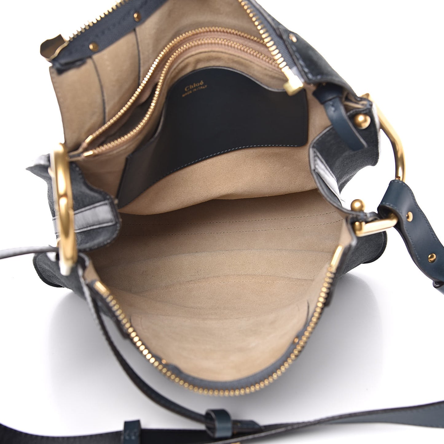 Calfskin Suede Small Hayley Hobo Silver Blue