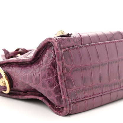 Balenciaga Calfskin Crocodile Embossed Giant 12 Gold Hardware Mini City Violet Prune 9 of 15