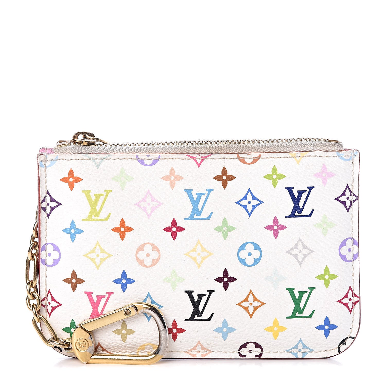 Louis Vuitton Monogram Multicolor Key Pouch White Litchi 1 of 12