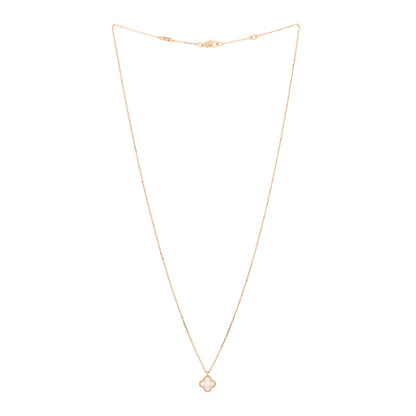 Van Cleef & Arpels 18K Yellow Gold Mother of Pearl Sweet Alhambra Pendant Necklace 3 of 4