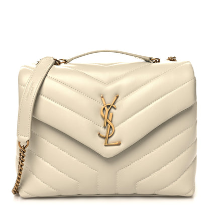 Saint Laurent Calfskin Y Quilted Monogram Small Loulou Chain Satchel Blanc Vintage 1 of 11