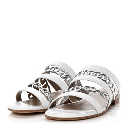 Hermes Nappa Amalfi Sandals 35.5 White Gris Argente 3 of 10