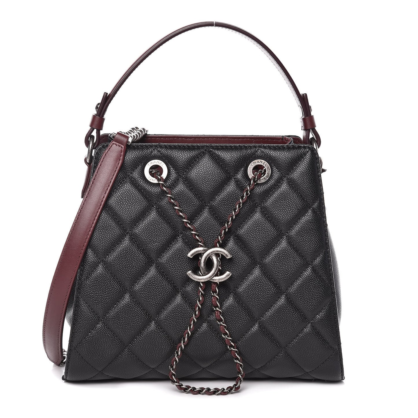 Caviar Quilted Small CC Bucket Bag Black