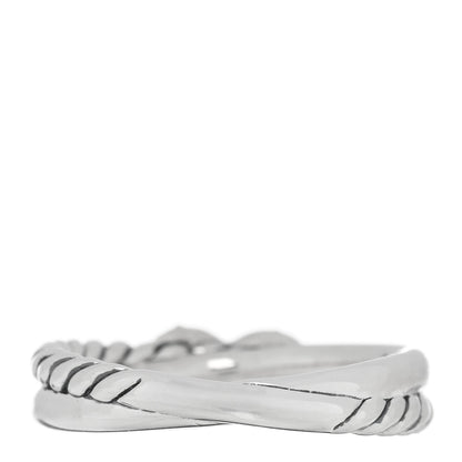 David Yurman Sterling Silver Diamond Petite X Crossover Ring 52 6 3 of 4