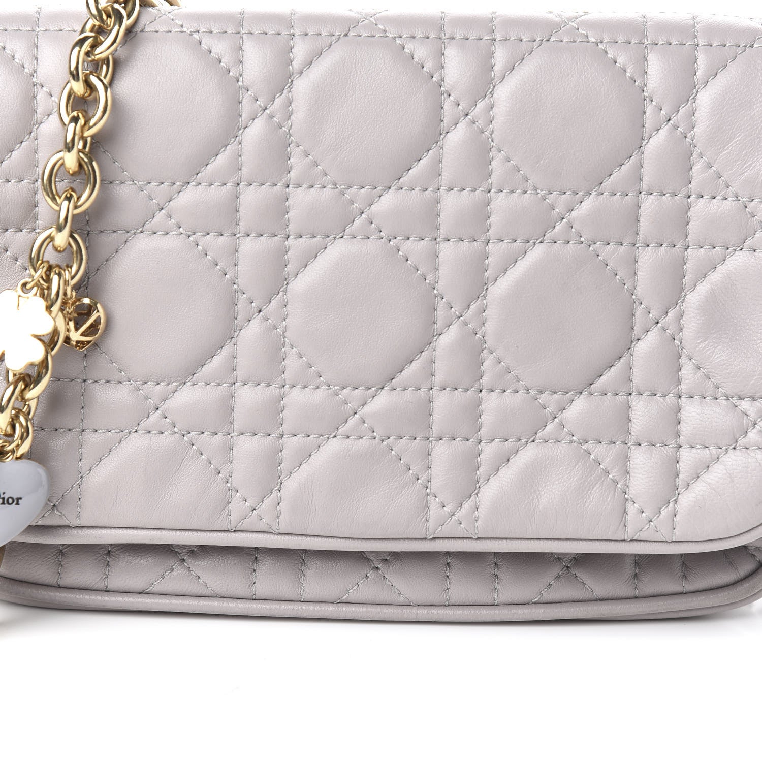 Christian Dior Lambskin Cannage Lady Dior Pochette Grey 9 of 9