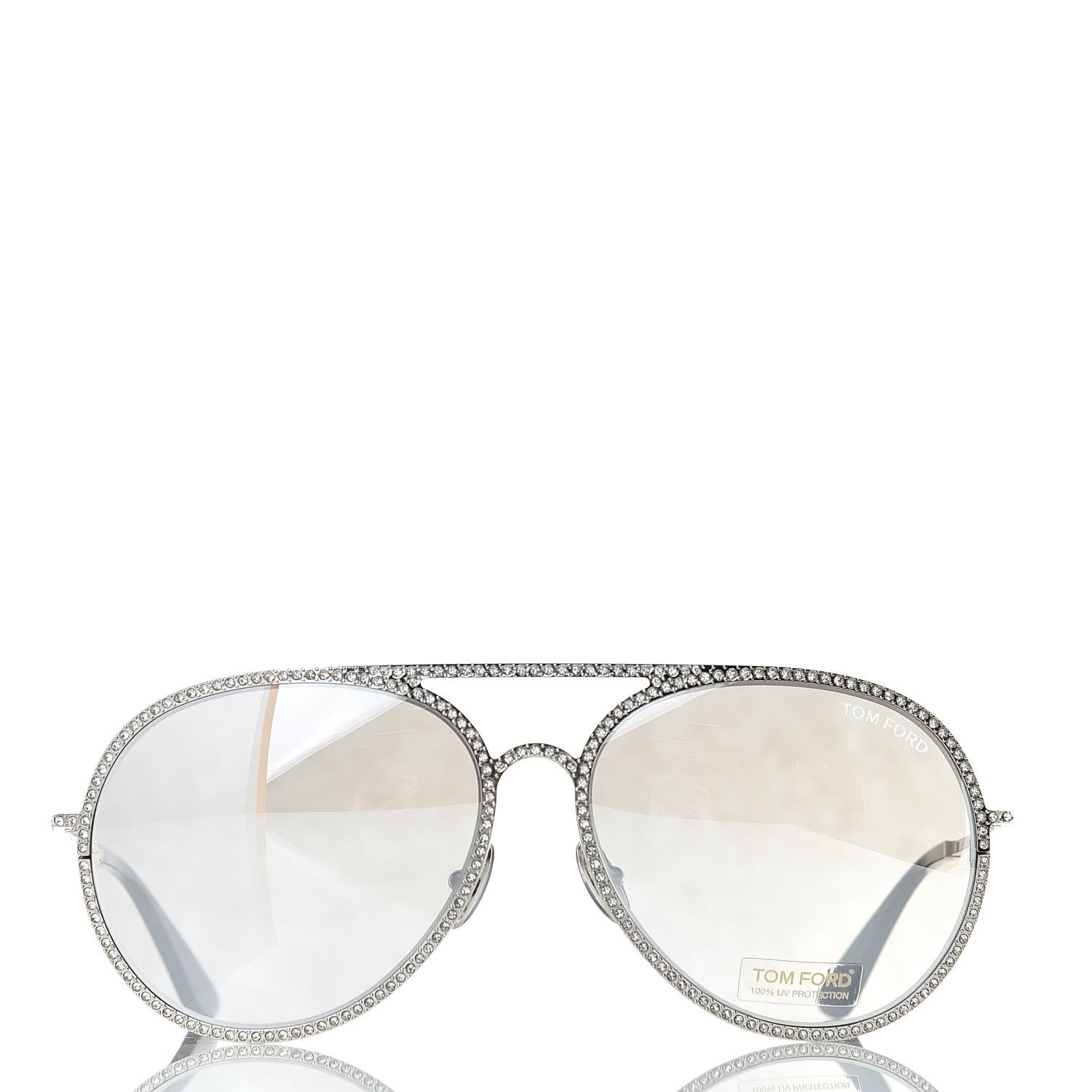 Tom Ford Crystal Embellished Antibes Sunglasses White Gold 2 of 8