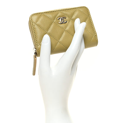 Chanel Caviar Quilted Zip Around Coin Purse Wallet Light Green 2 of 9