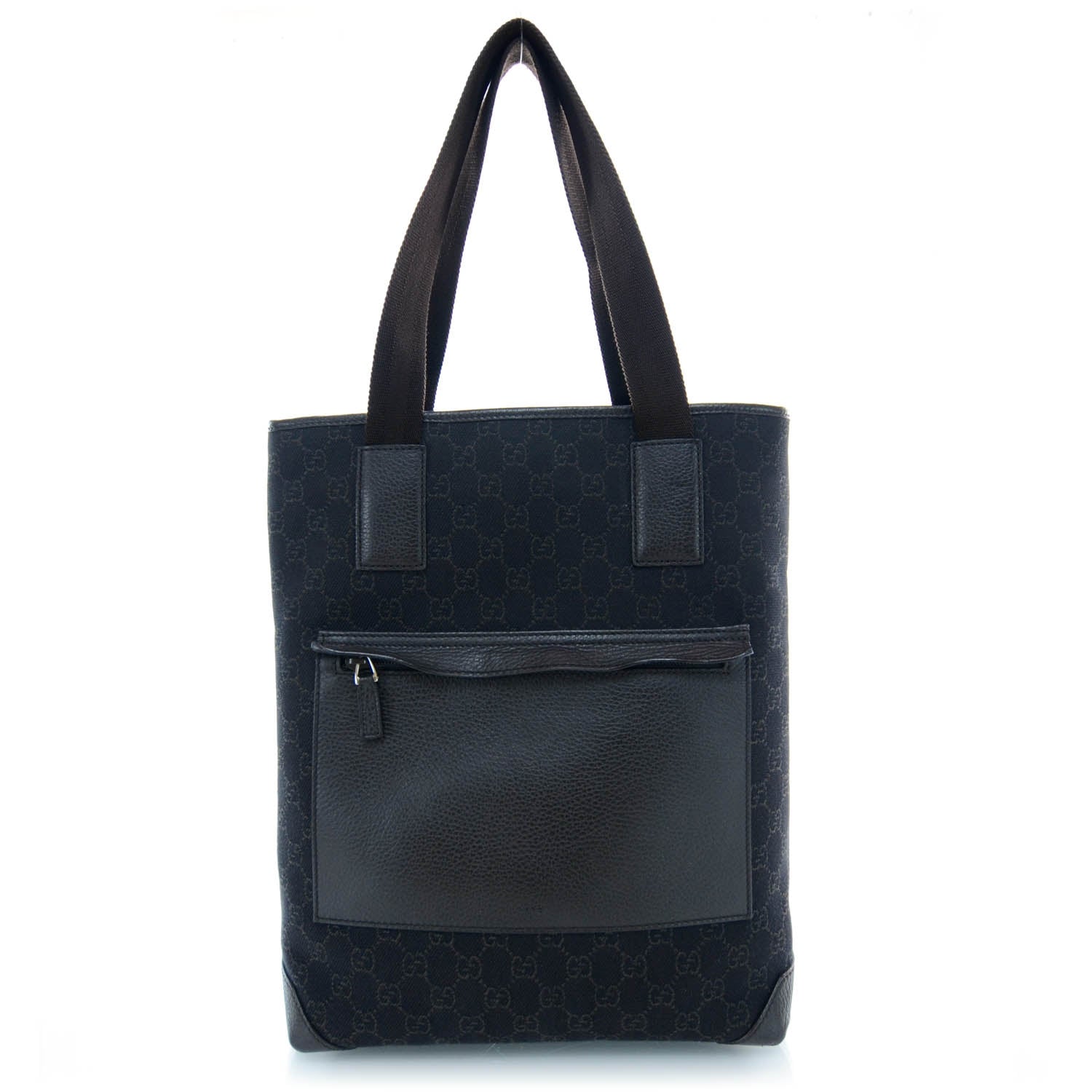 Gucci Denim Monogram Tall Tote Dark Brown 1 of 8