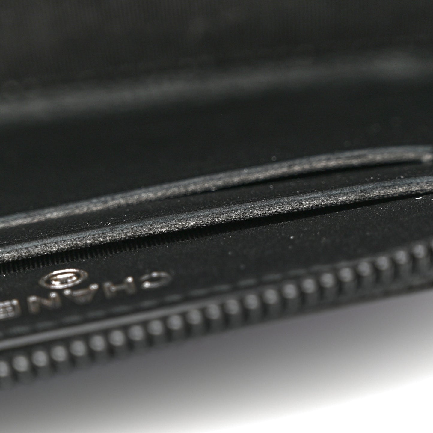 Calfskin Painted Chevron Embossed Small Boy Zip Wallet Black
