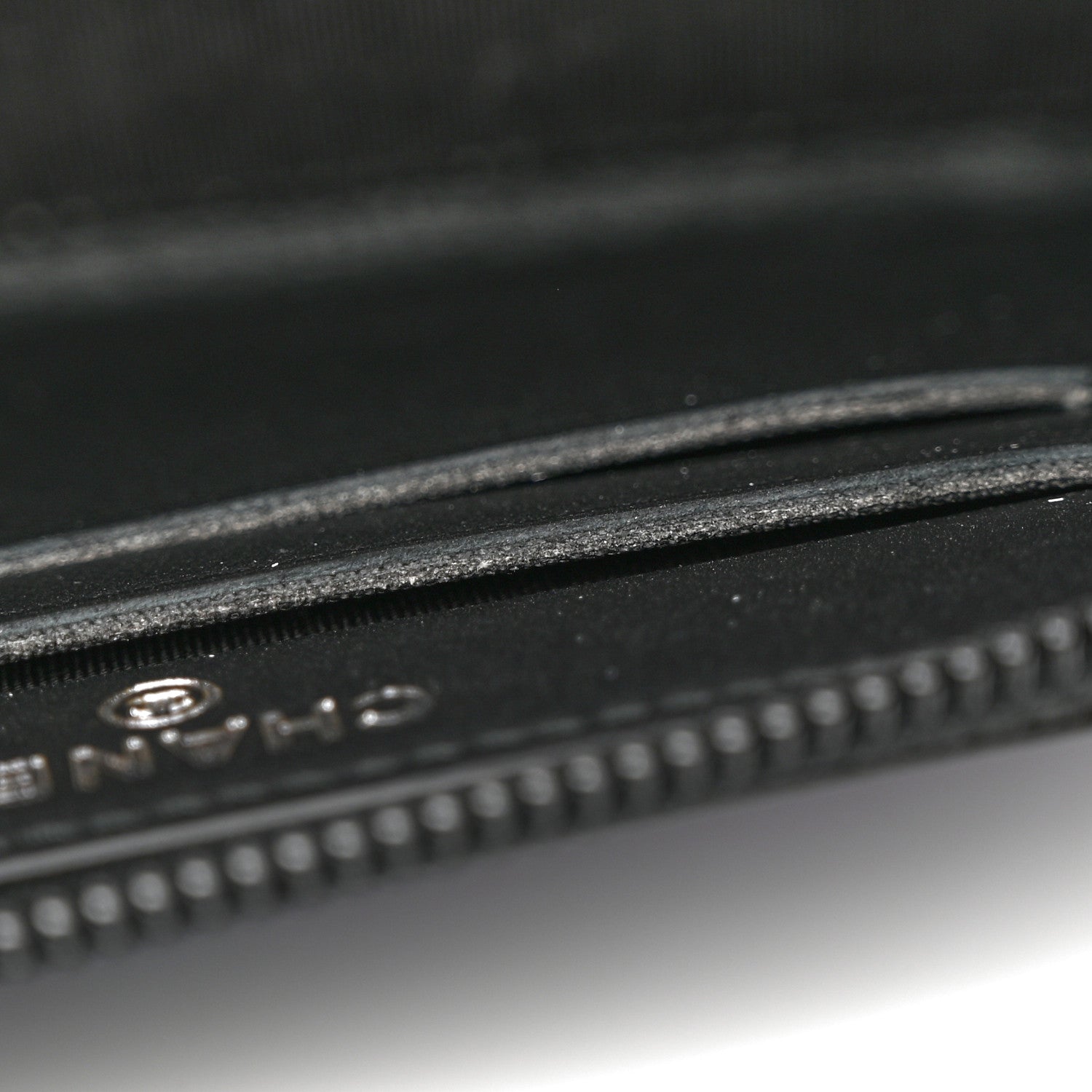 Chanel Calfskin Painted Chevron Embossed Small Boy Zip Wallet Black 9 of 13