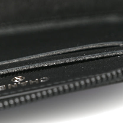 Chanel Calfskin Painted Chevron Embossed Small Boy Zip Wallet Black 9 of 13