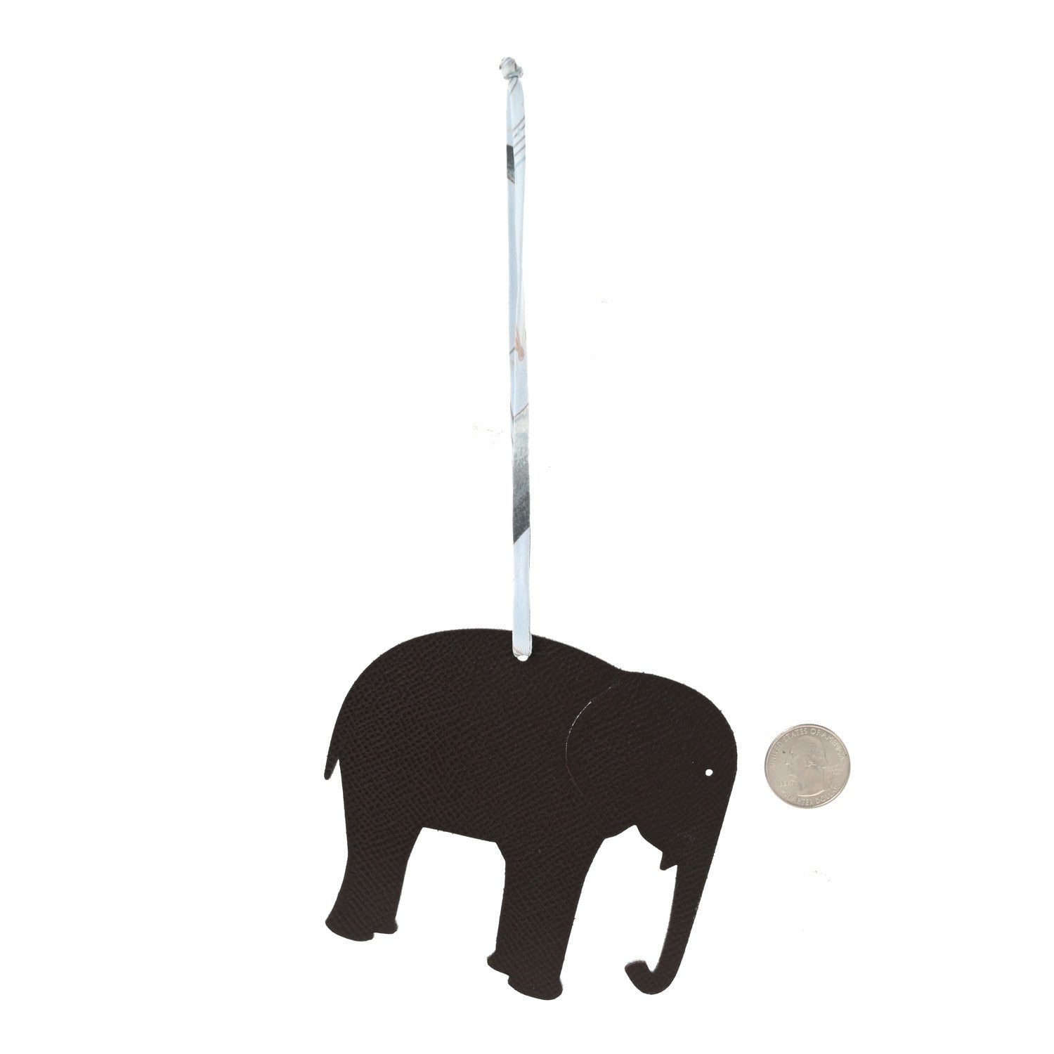 Hermes Epsom Togo Petit H Elephant Bag Charm Bleu Saphir Chocolate 2 of 5