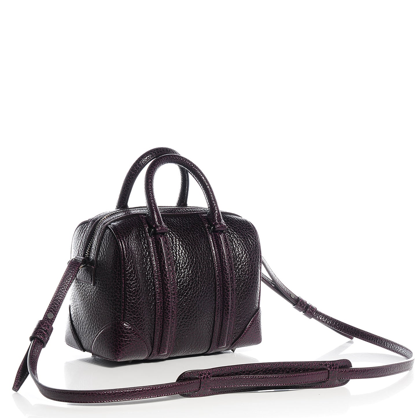 Glazed Pebbled Calfskin Mini Lucrezia Aubergine