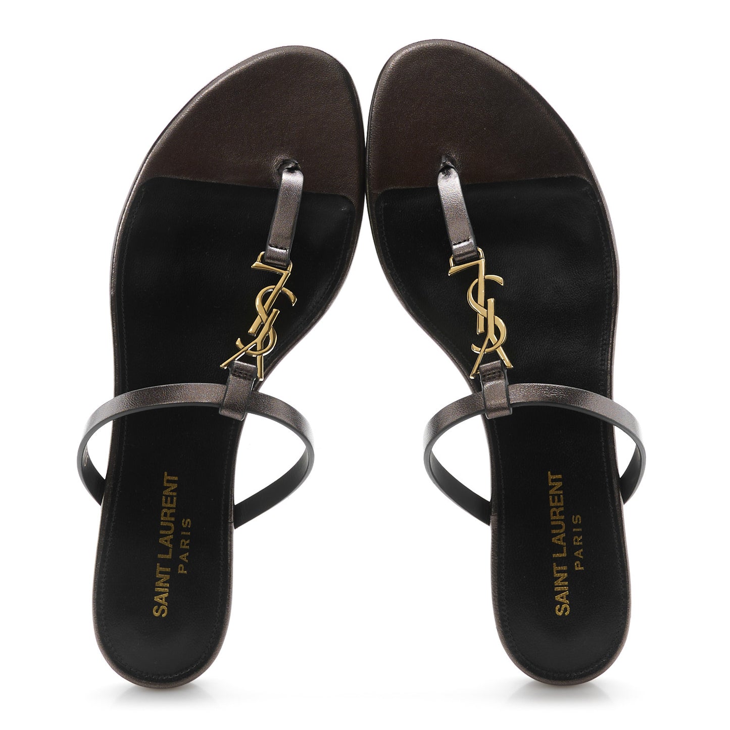 Calfskin Cassandra Monogram Sandals 38 Metal Walnut