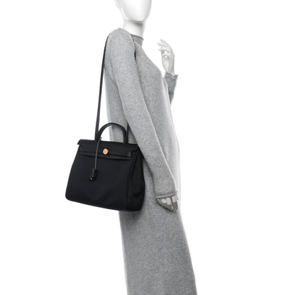 Hermes Military Toile Vache Hunter Herbag Zip Retourne 31 PM Black 2 of 13